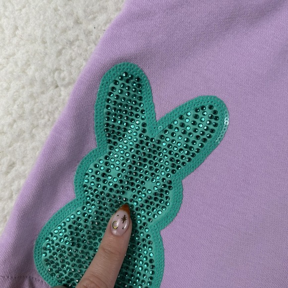 Queen Of Sparkles Shorts Womens XXL Purple Bunny Sequin Sweat Easter Lounge - Picture 11 of 16